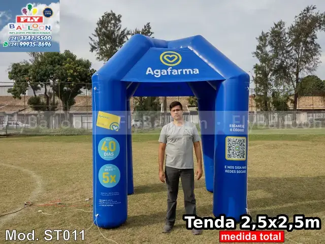 Barraca inflável azul de 2,5 x 2,5 m Agafarma
