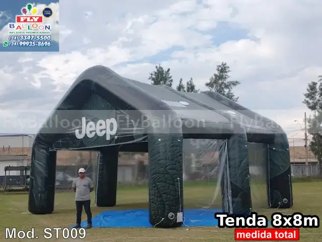 Barraca inflável preta de 8 x 8 m Jeep