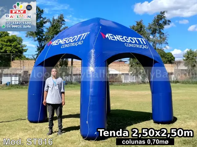 Barraca inflável azul de 2,5 x 2,5 m Menegotti Construção