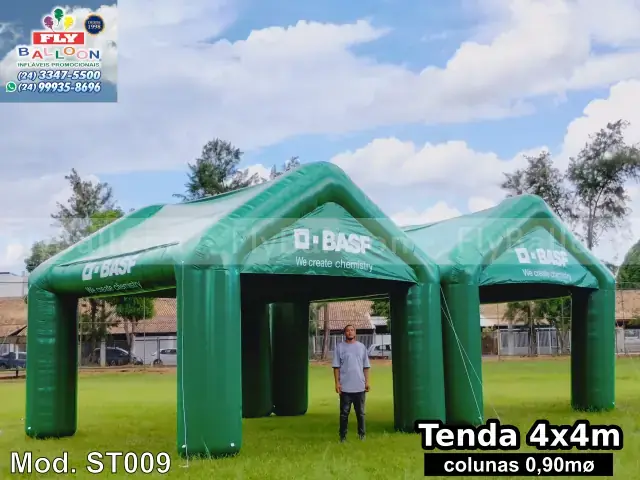 Barraca inflável verde personalizada de 4 x 4 m