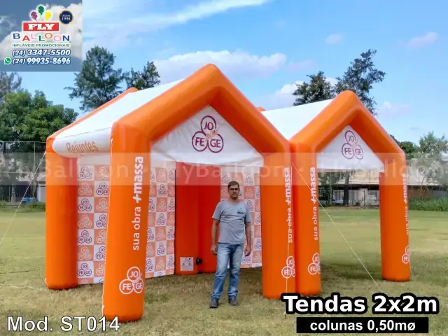 Barracas infláveis laranja de 2 x 2 m personalizadas